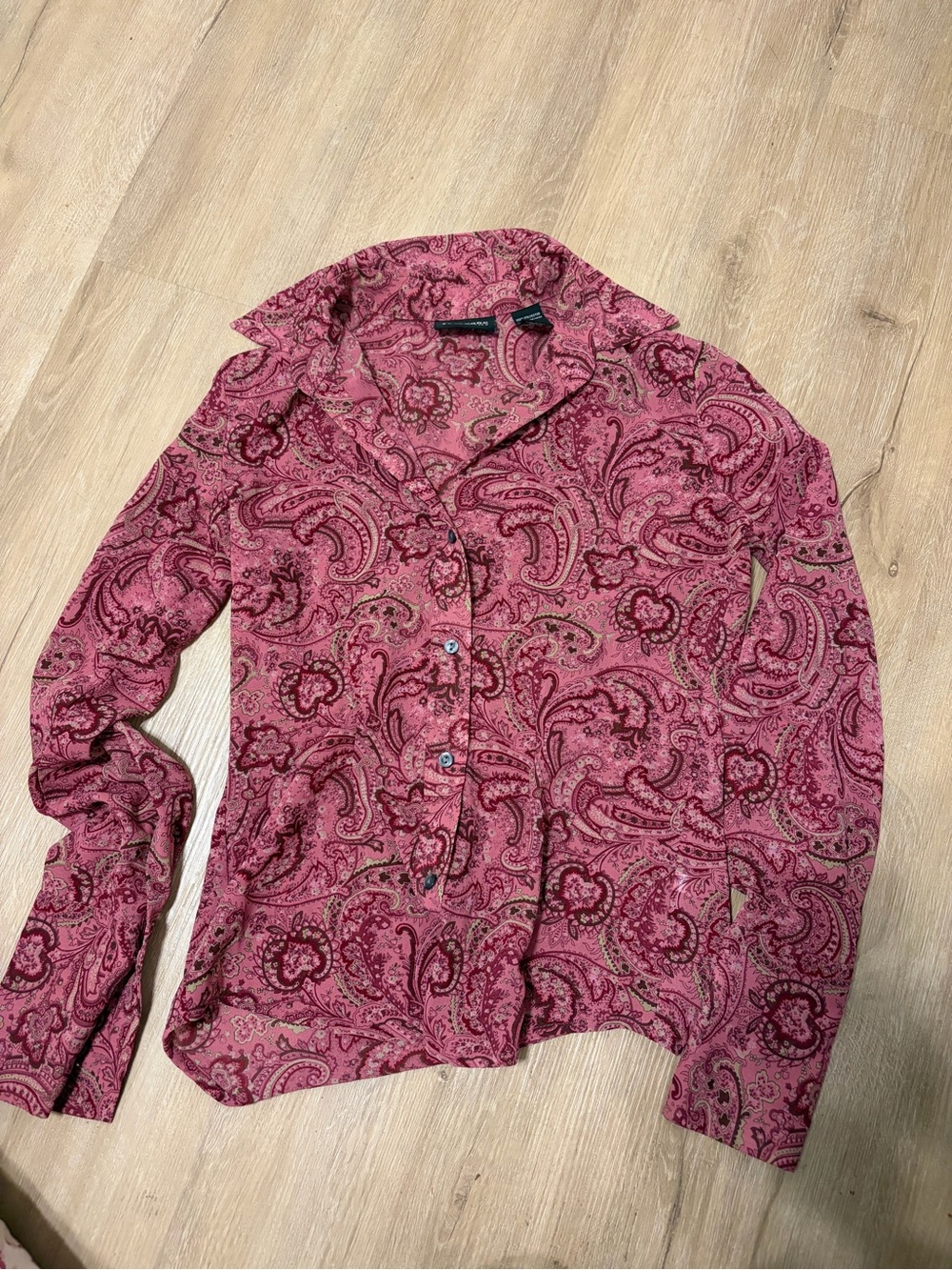 Y2K Women’s Pink Paisley Long-Sleeve Button-Up Shirt